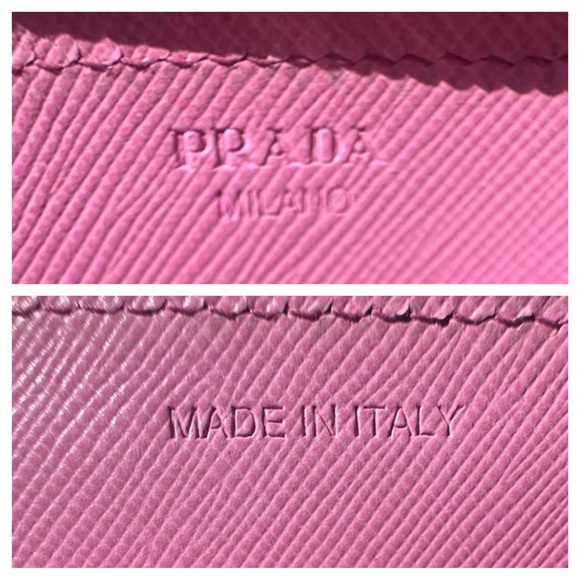 PRADA Pink Yellow Perforated Saffiano Zip Around Wallet - Picture 6 of 11